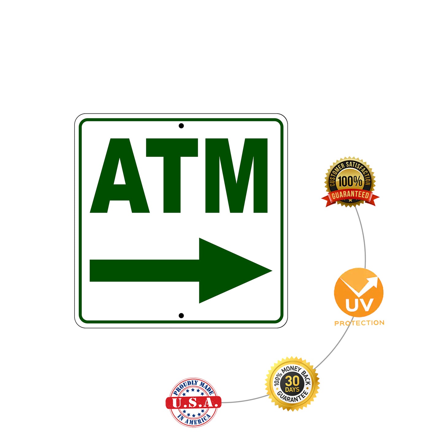 ATM Right Side ATM Directional Metal Sign Protection