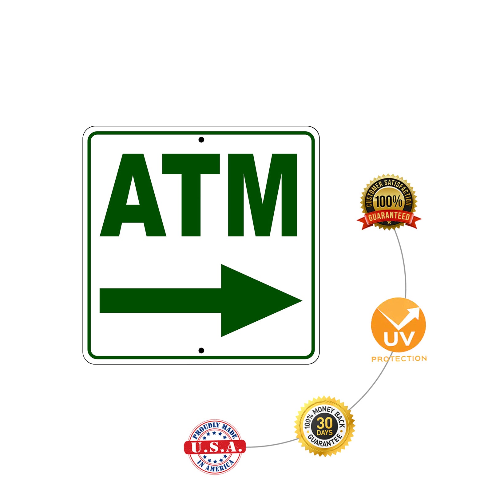 ATM Right Side ATM Directional Metal Sign Protection