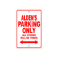 Alden's Name Parking Only All Others Will Be Towed Metal Sign Plate
