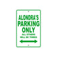 Alondra's Name Parking Only All Others Will Be Towed Metal Sign Plate