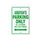Amayah's Name Parking Only All Others Will Be Towed Metal Sign Plate