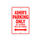 Asher's Name Parking Only All Others Will Be Towed Metal Sign Plate