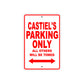 Castiel's Name Parking Only All Others Will Be Towed Metal Sign Plate