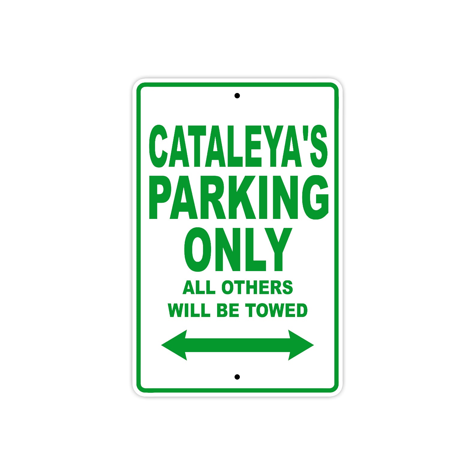 Cataleya's Name Parking Only All Others Will Be Towed Metal Sign Plate