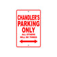 Chandler's Name Parking Only All Others Will Be Towed Metal Sign Plate
