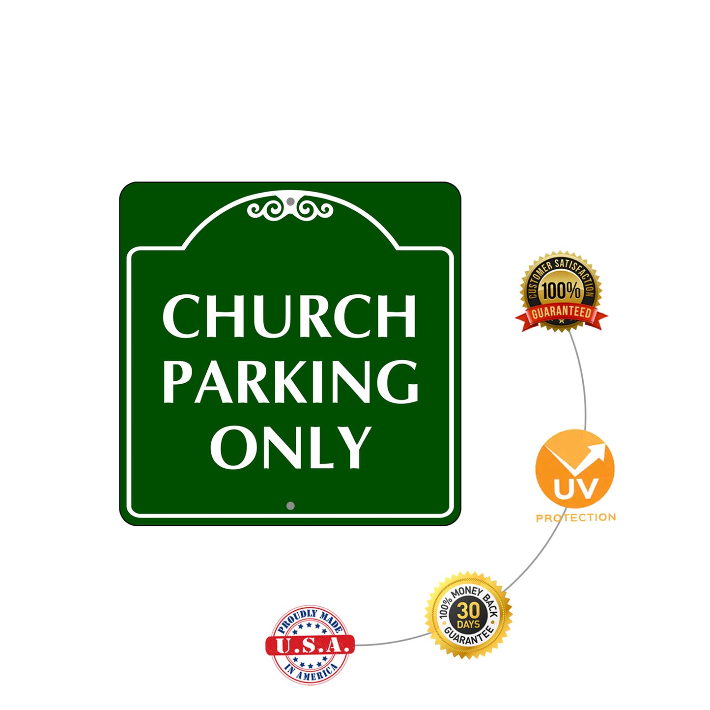 Church Parking Only Square Metal Sign