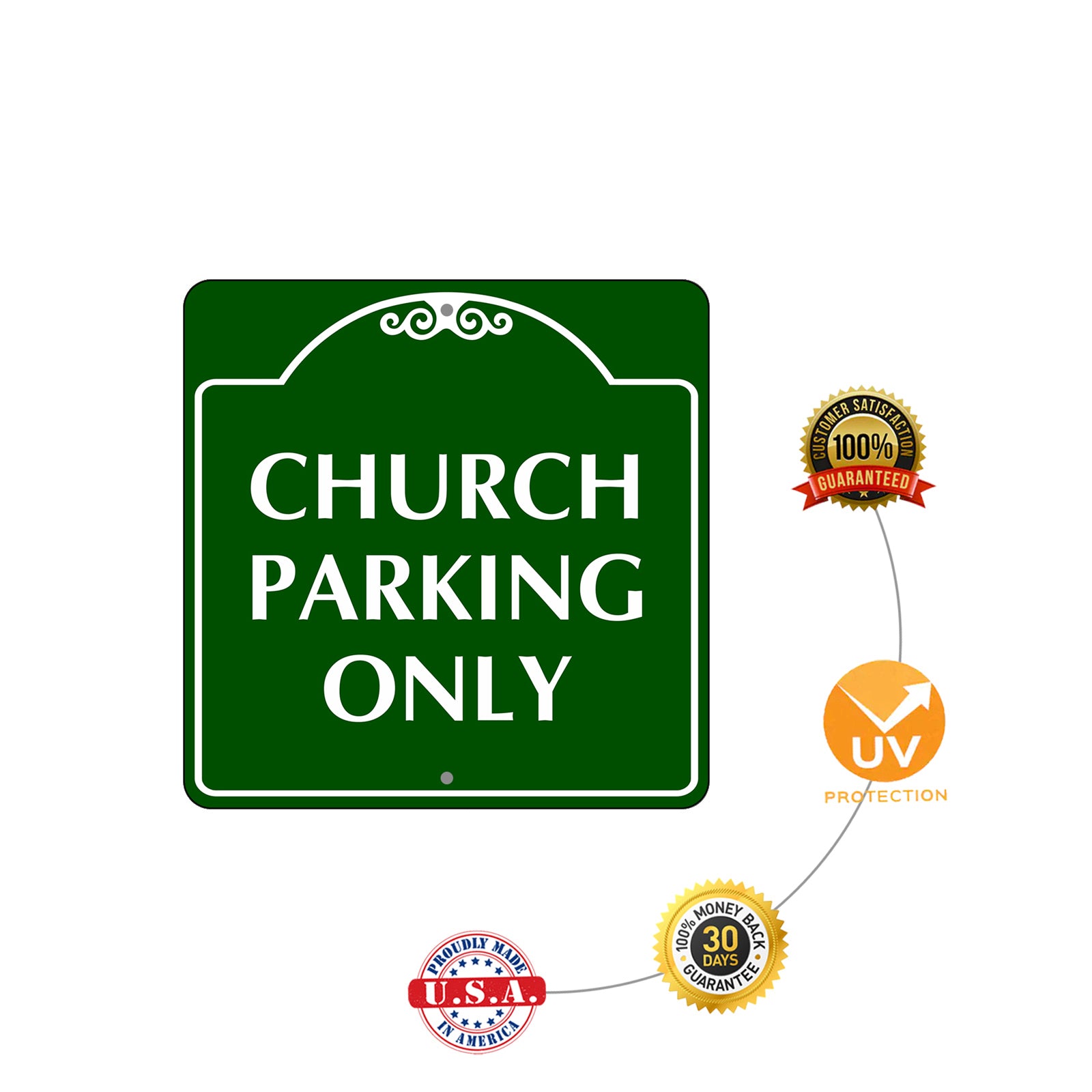 Church Parking Only Square Metal Sign
