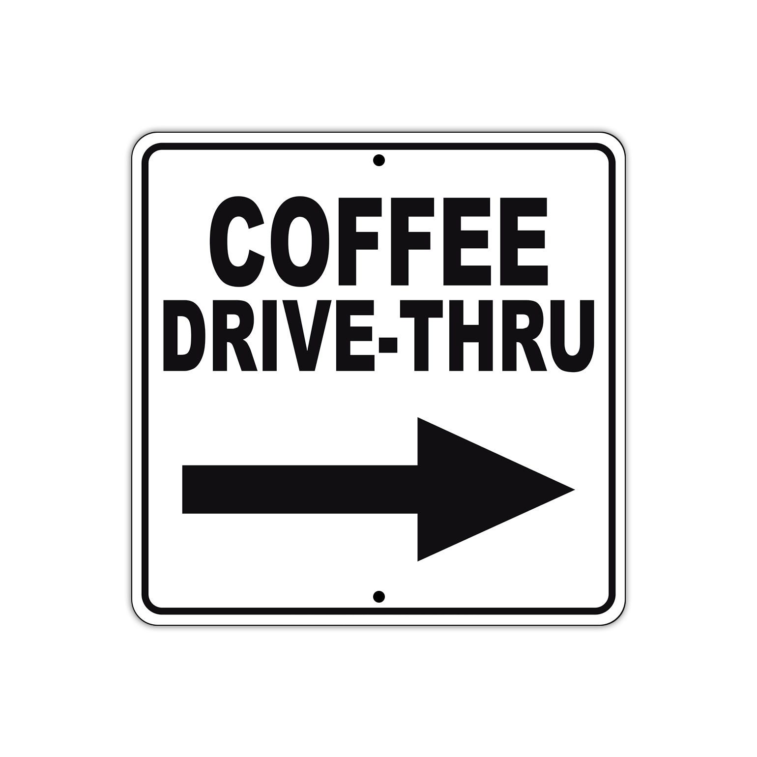 Coffee Drive-Thru Right Side Directional Metal Sign  