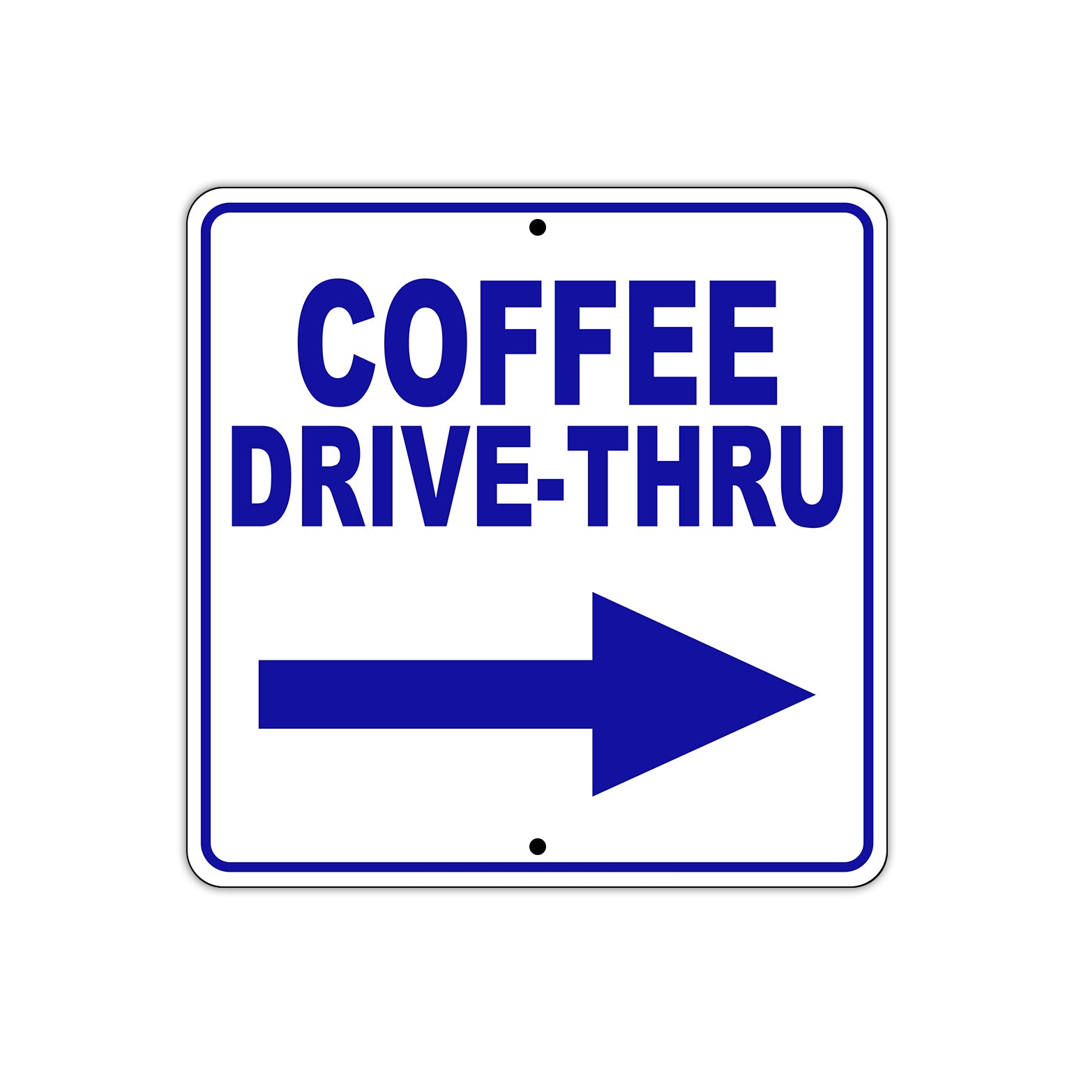 Coffee Drive-Thru Right Side Directional Metal Sign Plate