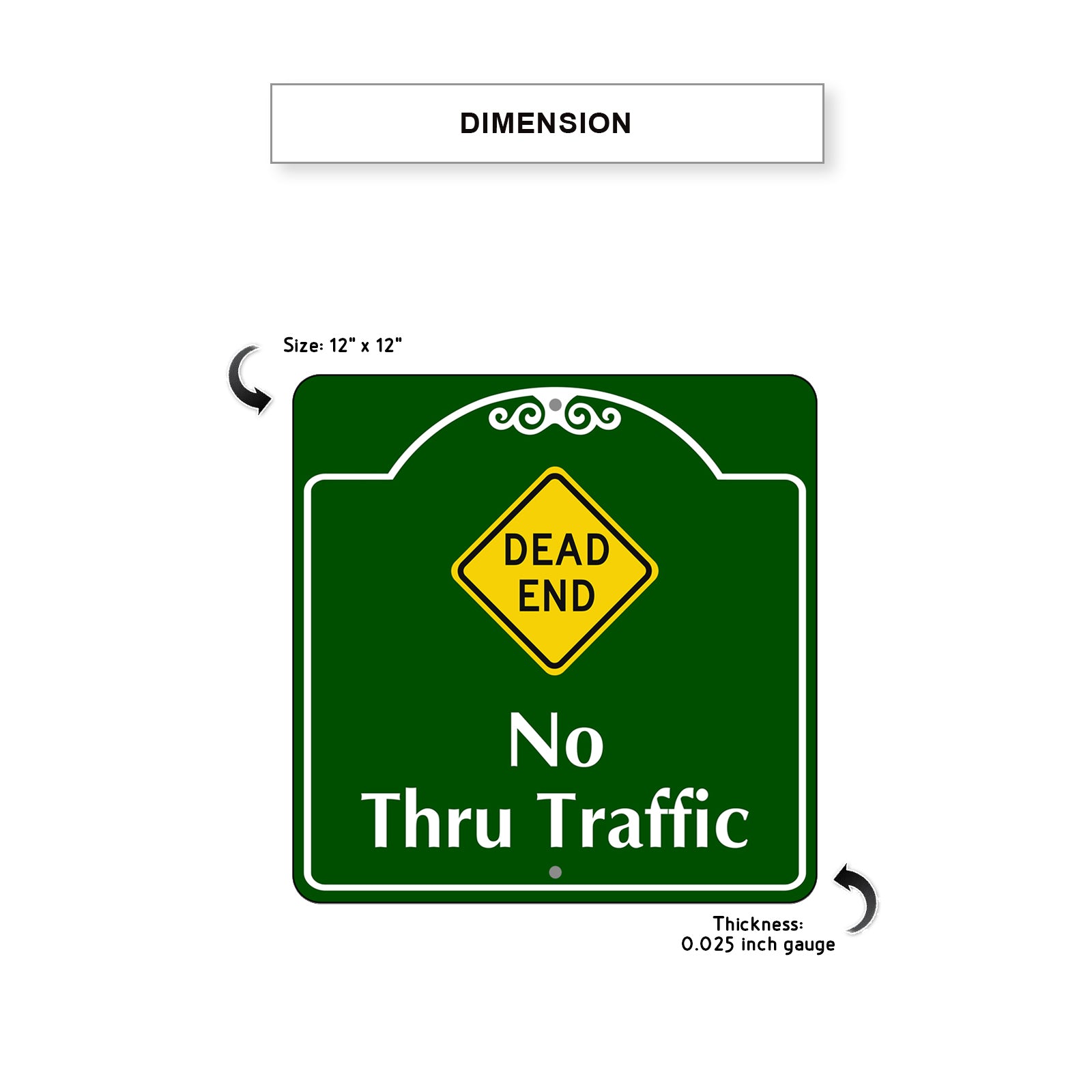 Dead End No Thru Traffic Novelty Sign Square Metal Sign  