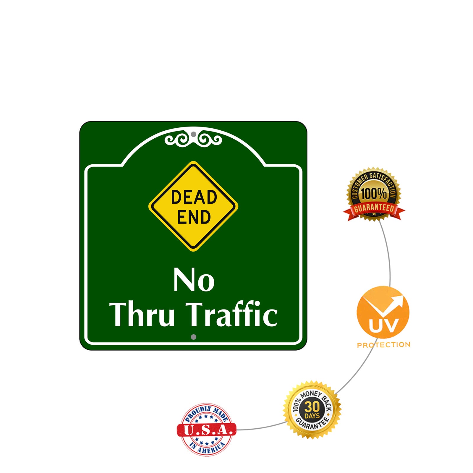 Dead End No Thru Traffic Novelty Sign Square Metal Sign Plate