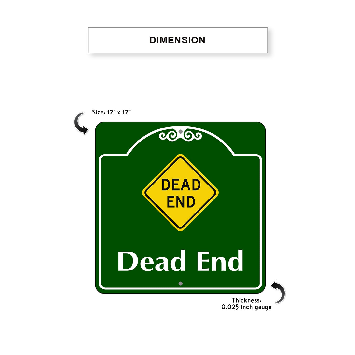 Dead End Novelty Sign Square  Metal Sign 