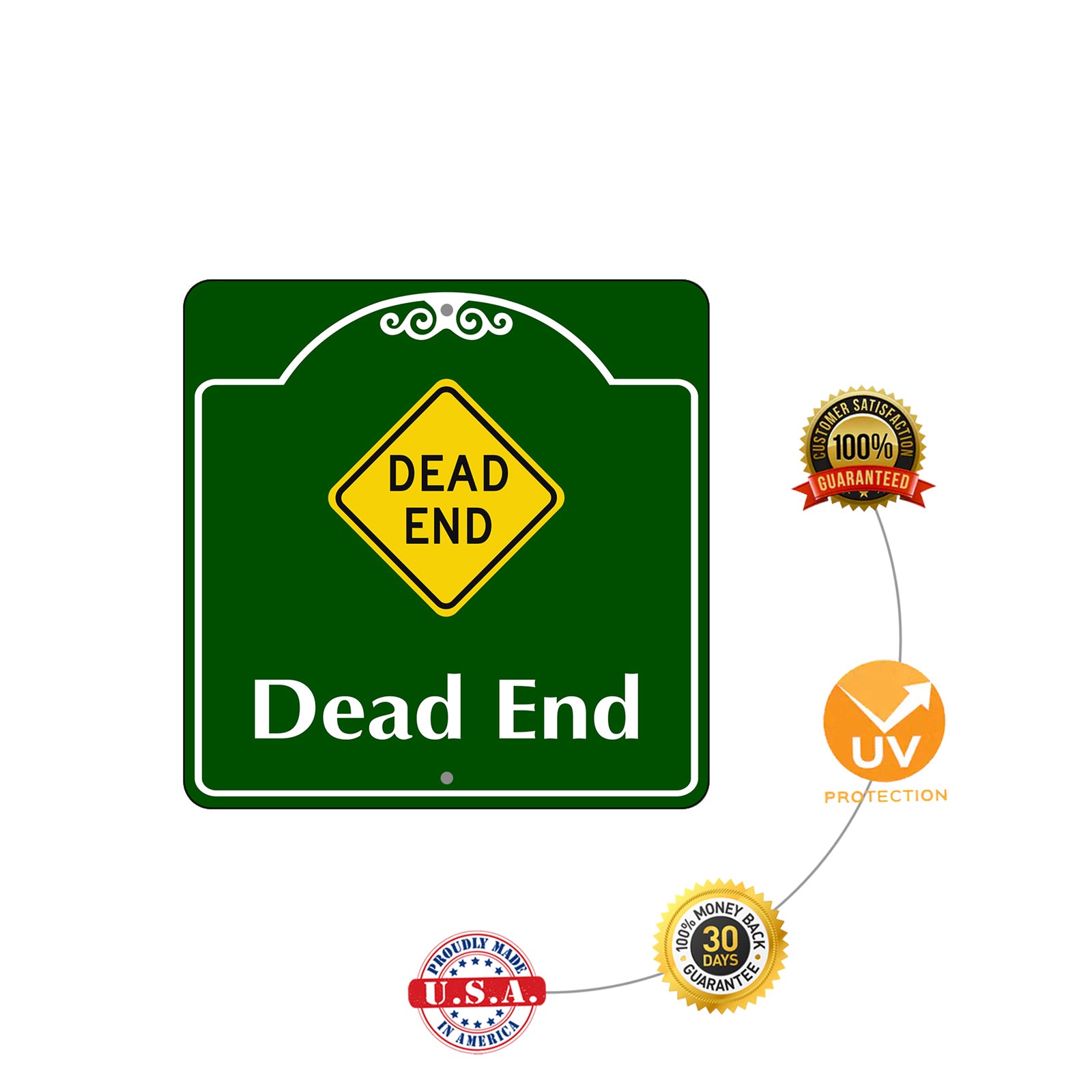 Dead End Novelty Sign Square  Metal Sign Plate
