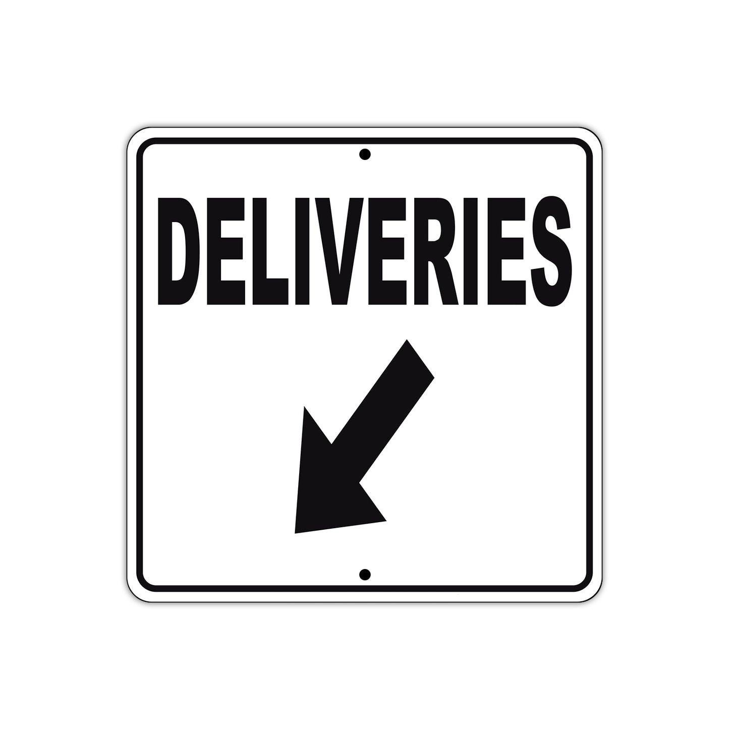 Deliveries Left Down Side Directional Metal Sign 
