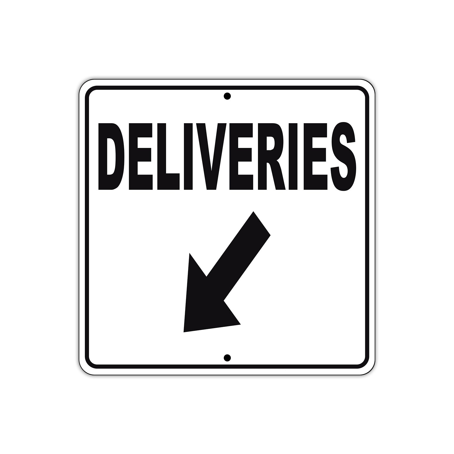 Deliveries Left Down Side Directional Metal Sign 