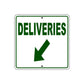 Deliveries Left Down Side Directional Sign Plate