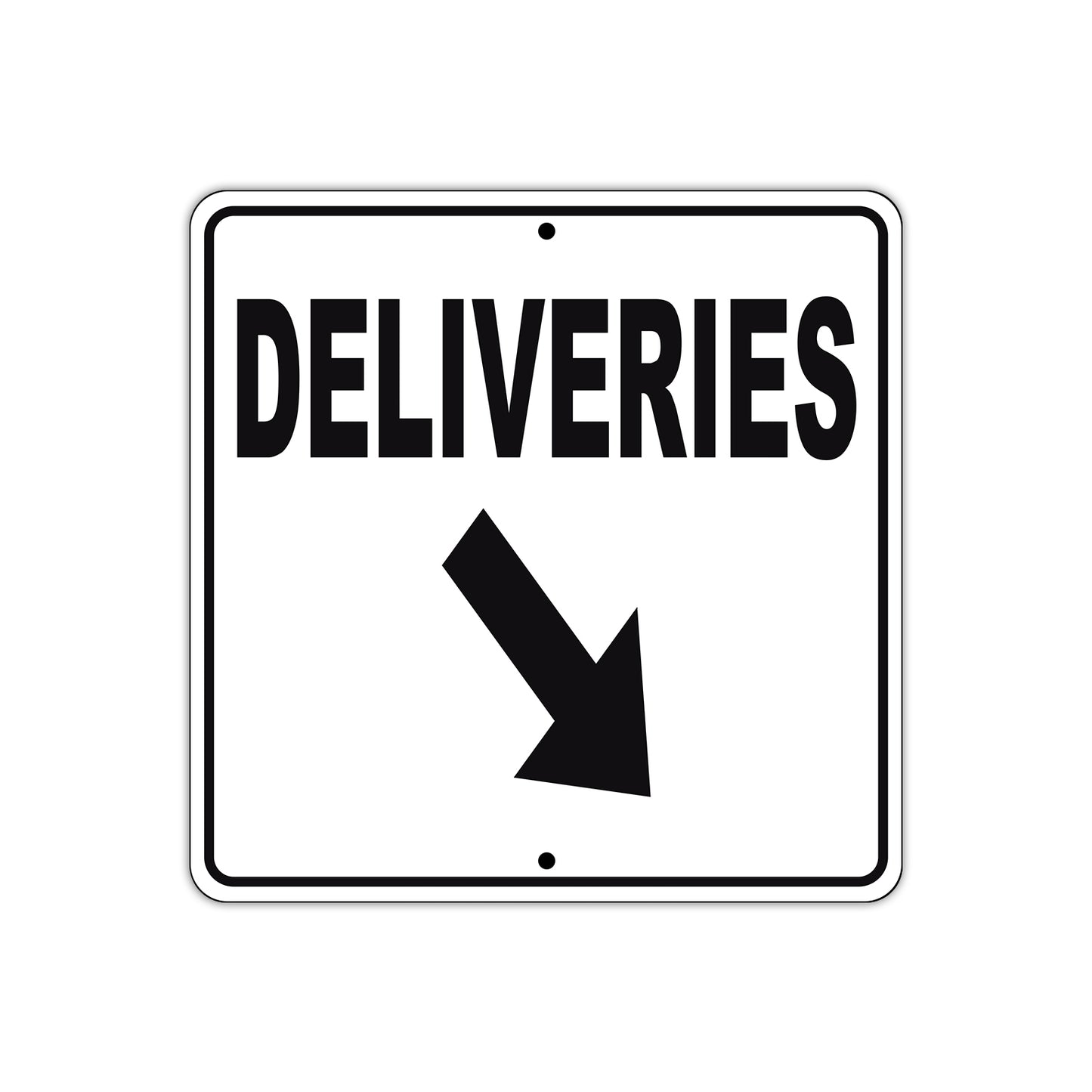 Deliveries Right Down Side Directional Metal Sign 