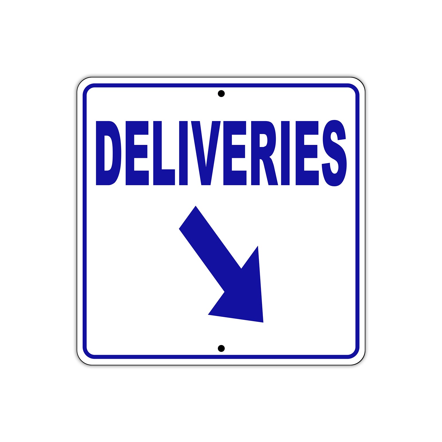 Deliveries Right Down Side Directional Metal Sign Plate