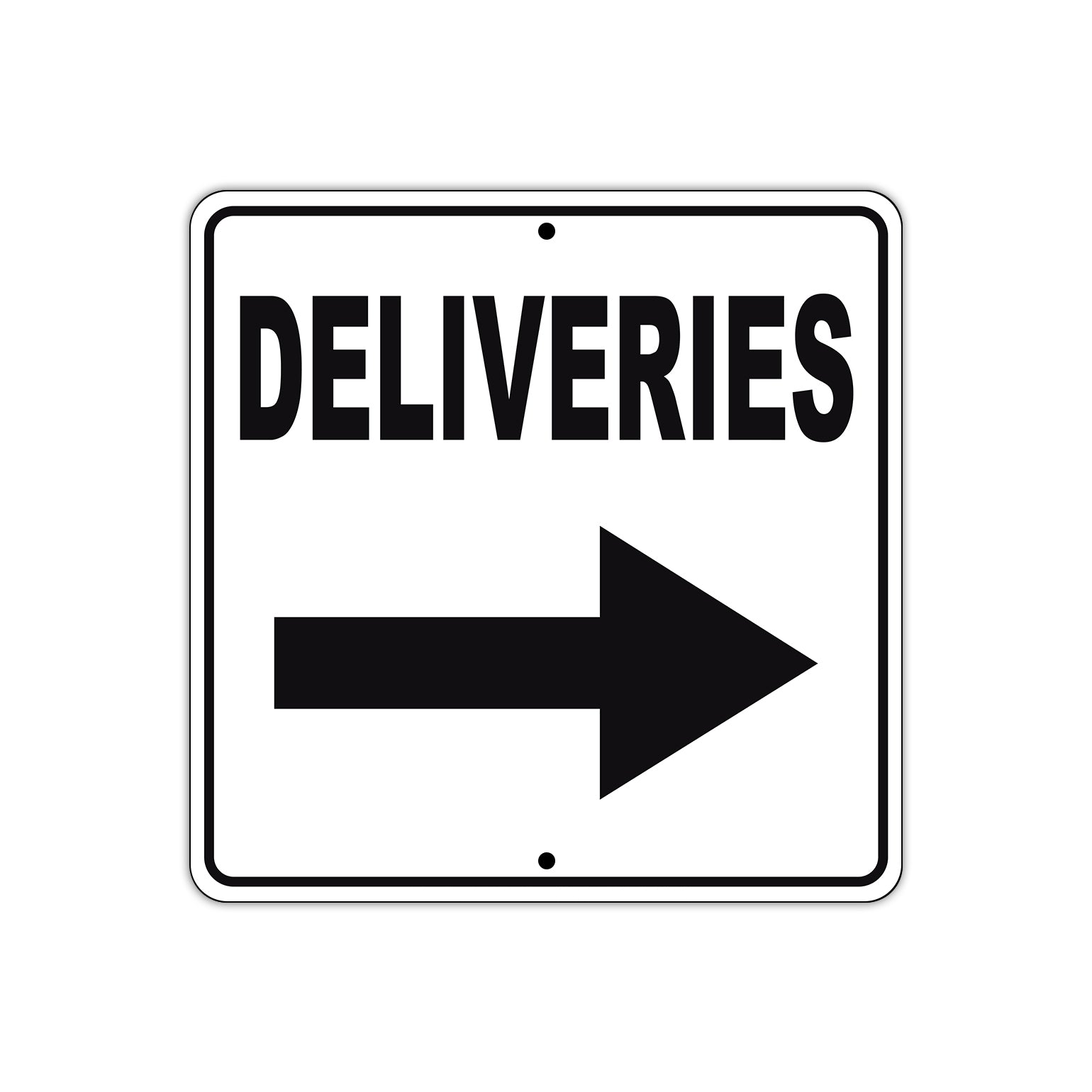 Deliveries Right Side Directional Metal Sign 