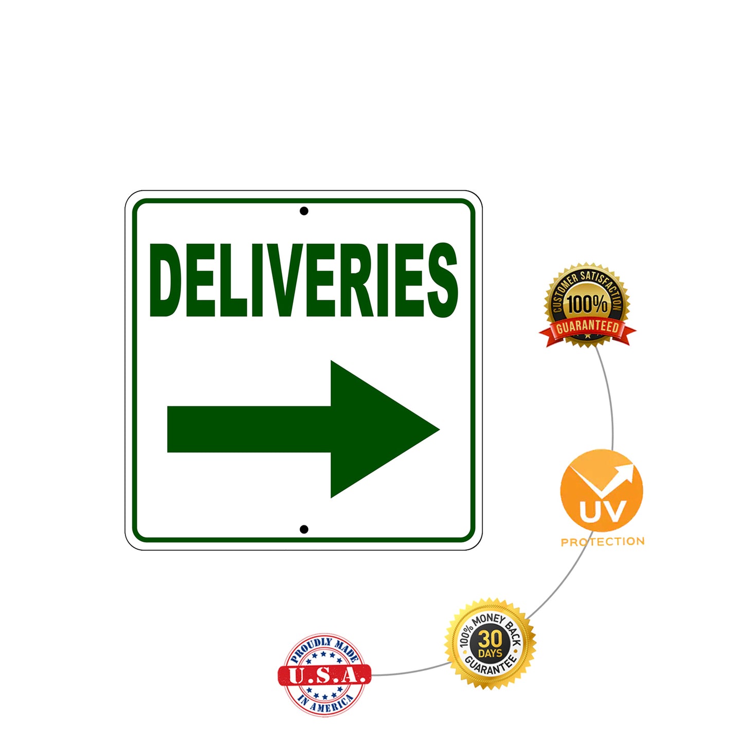 Deliveries Right Side Directional Aluminum Metal Sign  Protections