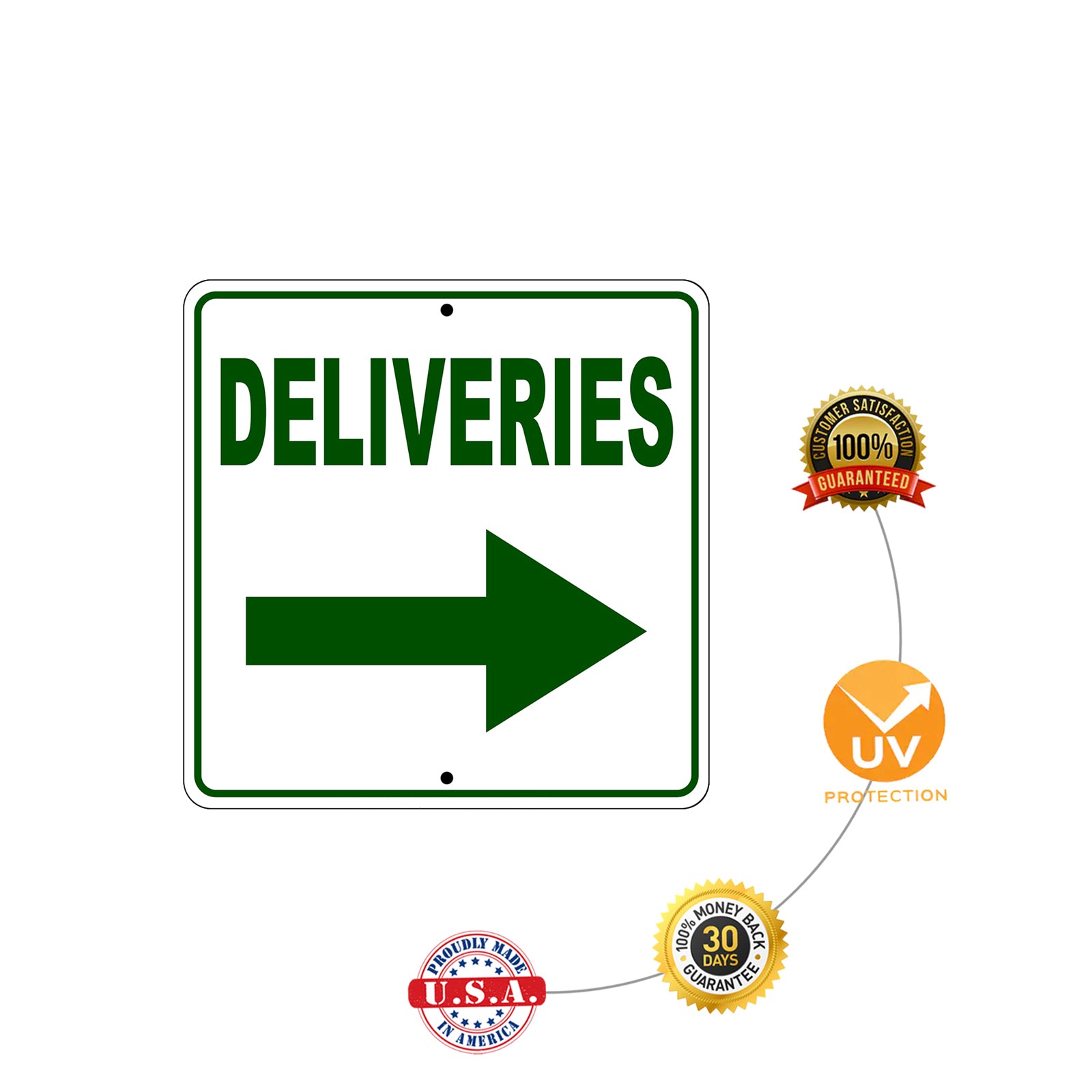 Deliveries Right Side Directional Aluminum Metal Sign  Protections