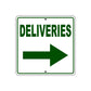 Deliveries Right Side Directional Sign Plate