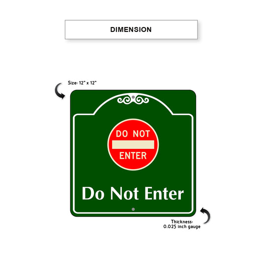 Do Not Enter Square Aluminum Metal Sign Dimension