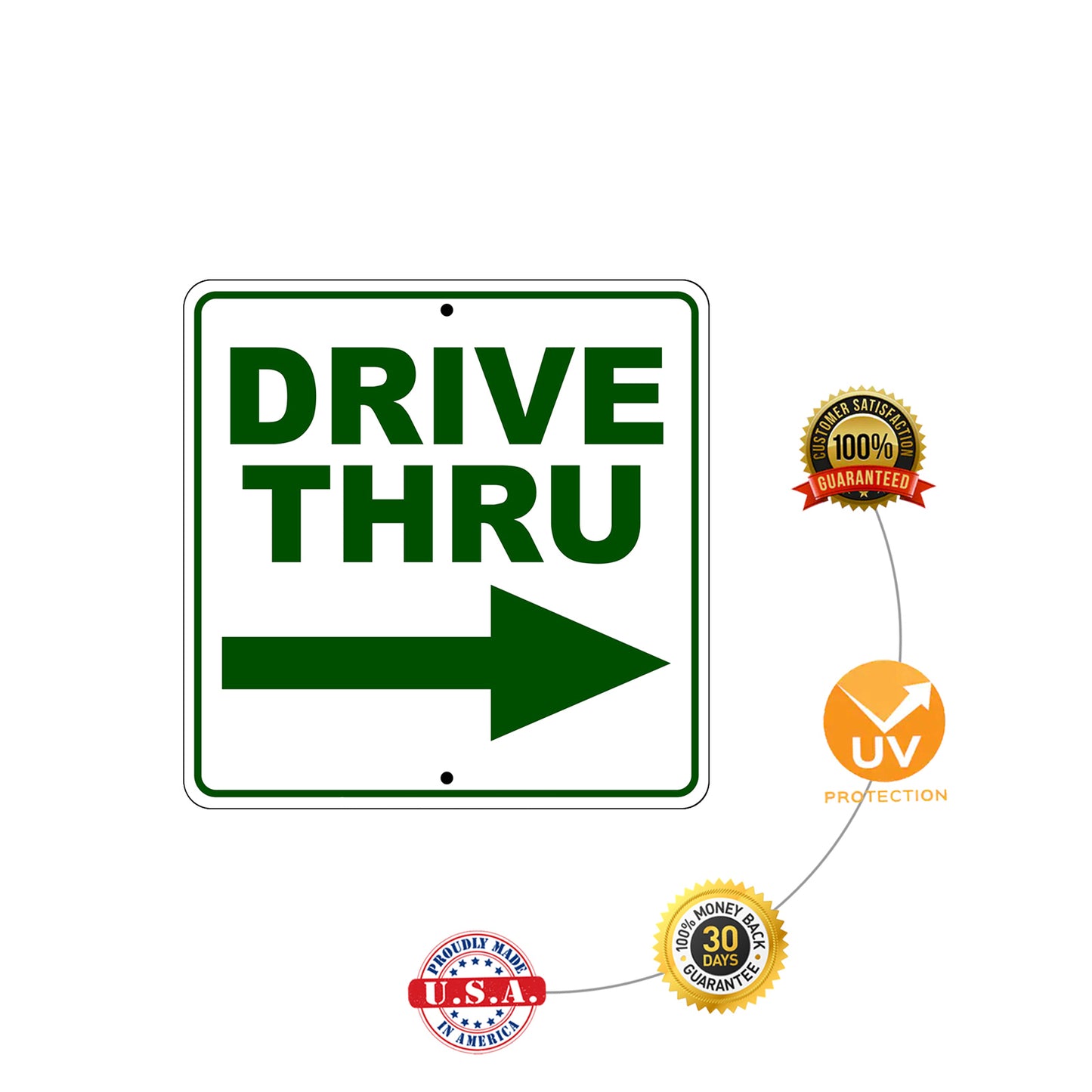 Drive Thru Right Side Directional Metal Sign Protection