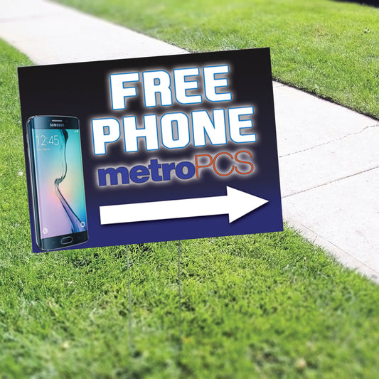Free Phone Metro PCS Right Arrow Coroplast Yard Sign