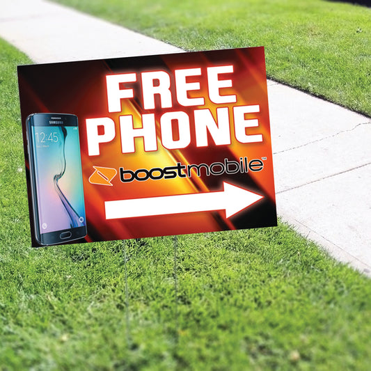 Free Phone Boots Mobile Right Arrow Coroplast Yard Sign