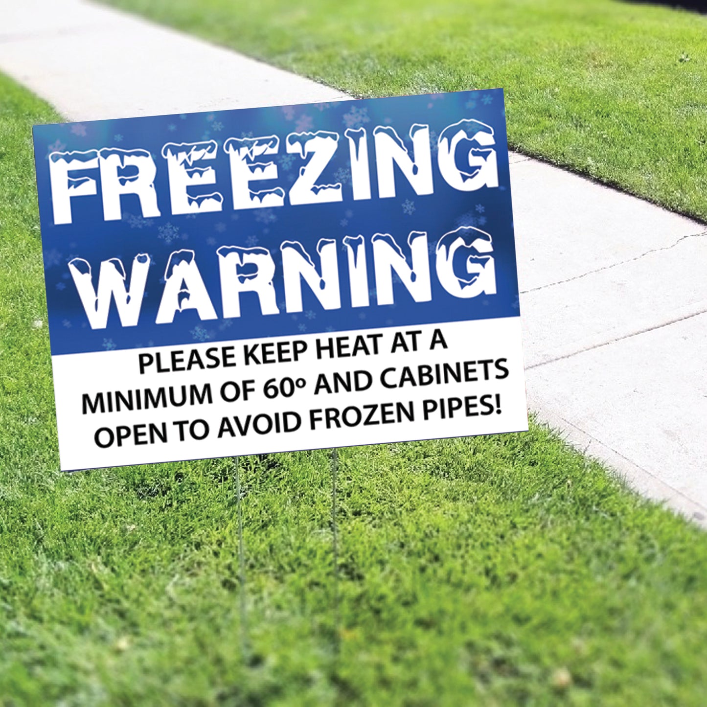 Freezing Warning Coroplast Yard Sign H Stake
