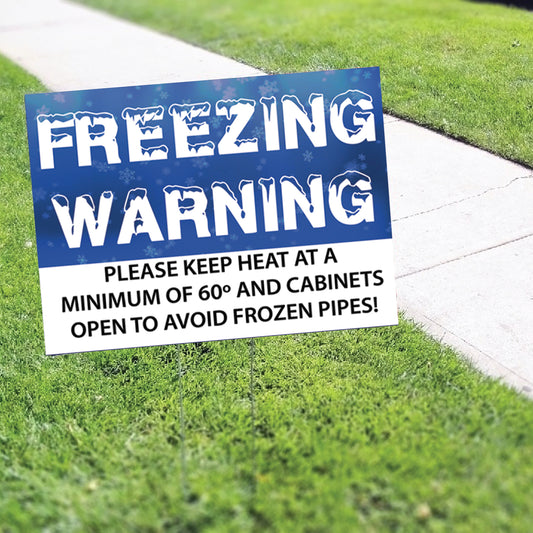 Freezing Warning Coroplast Yard Sign H Stake