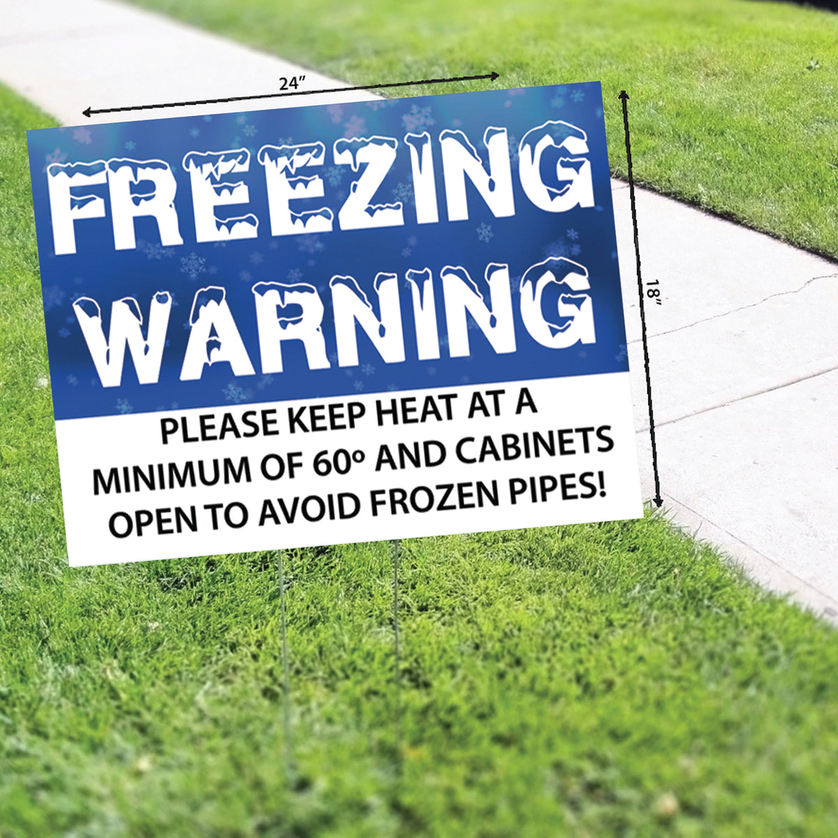 Freezing Warning Coroplast Yard Sign H Stake – Sign Fever