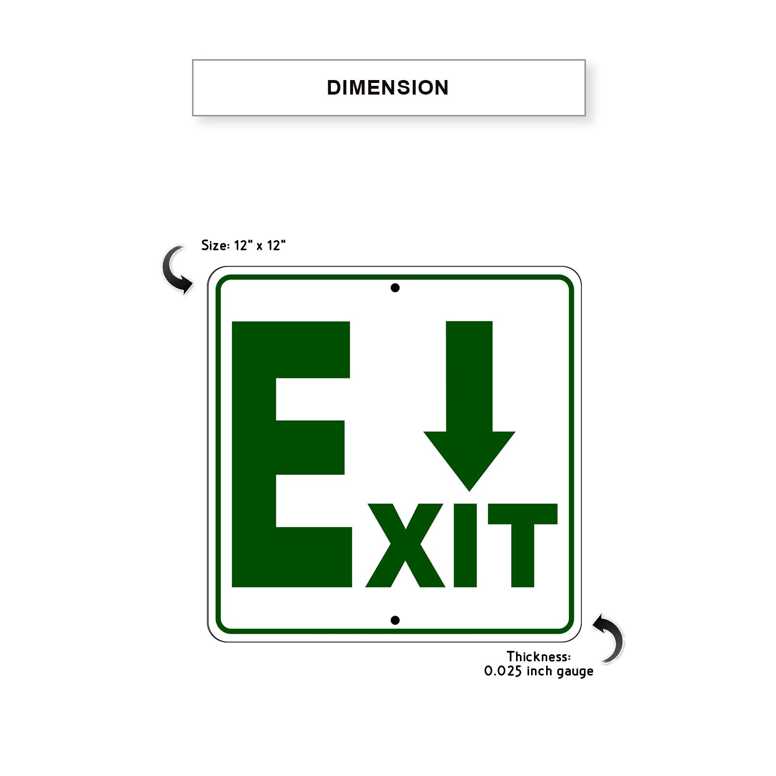 Exit Down Side Exit Directional Metal Sign Dimension