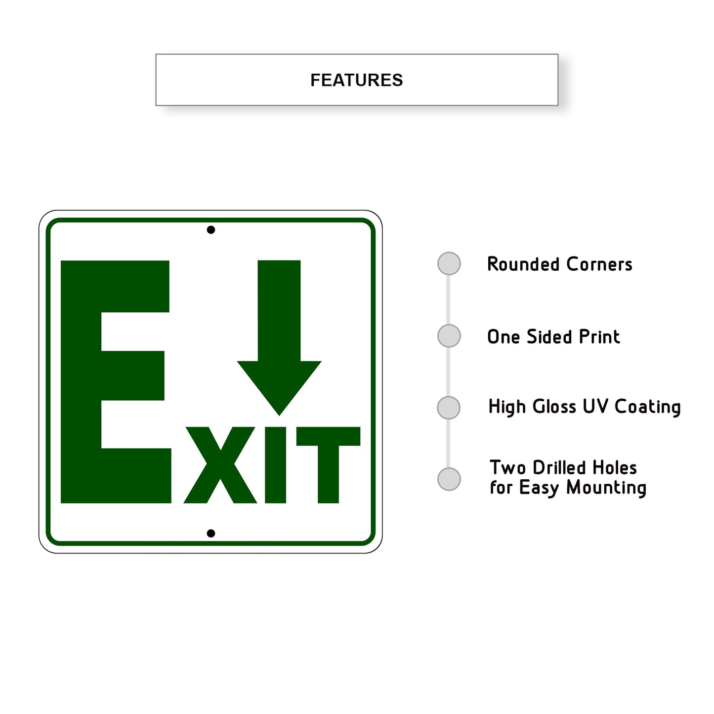 Exit Down Side Exit Directional Metal Sign Features