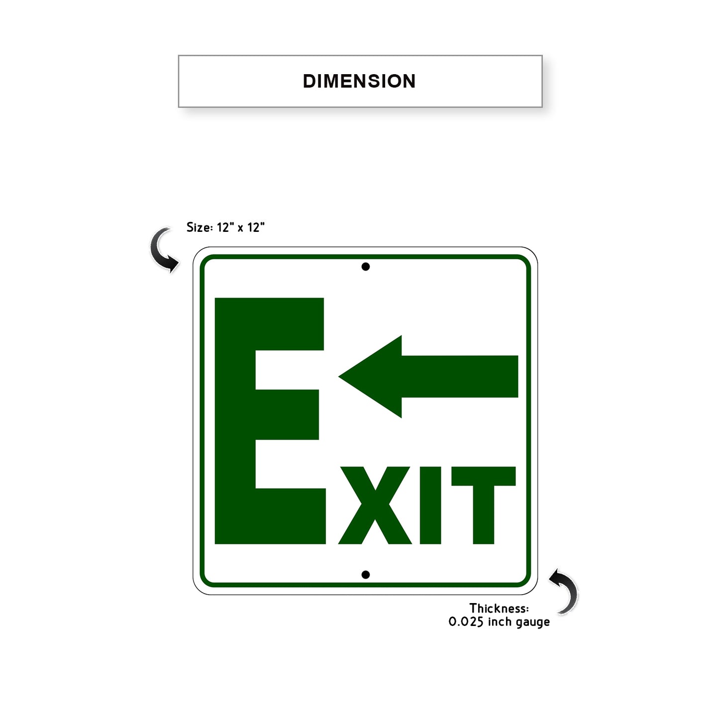 Exit Left Side Exit Directional Metal Sign Dimension