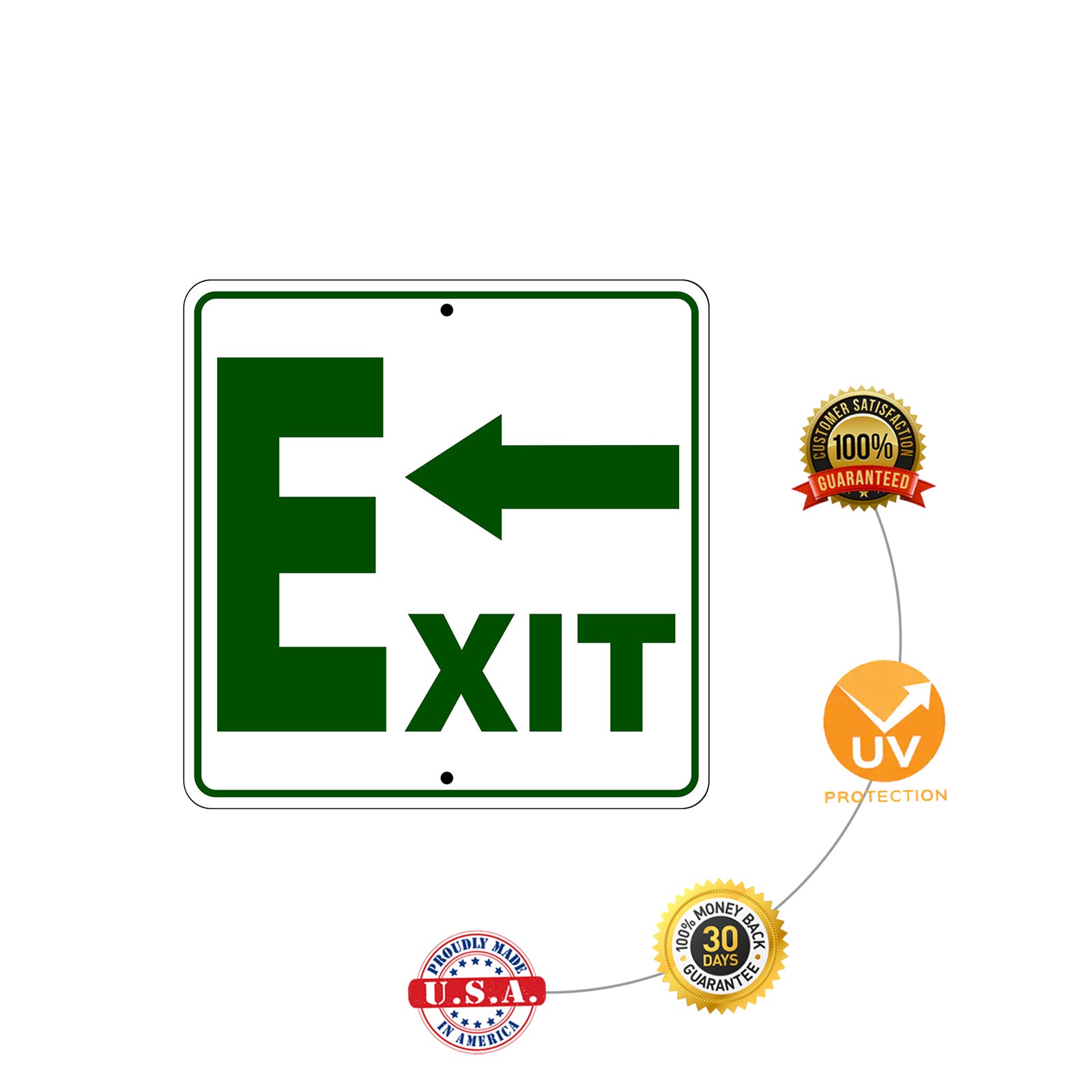 Exit Left Side Exit Directional Metal Sign Protection
