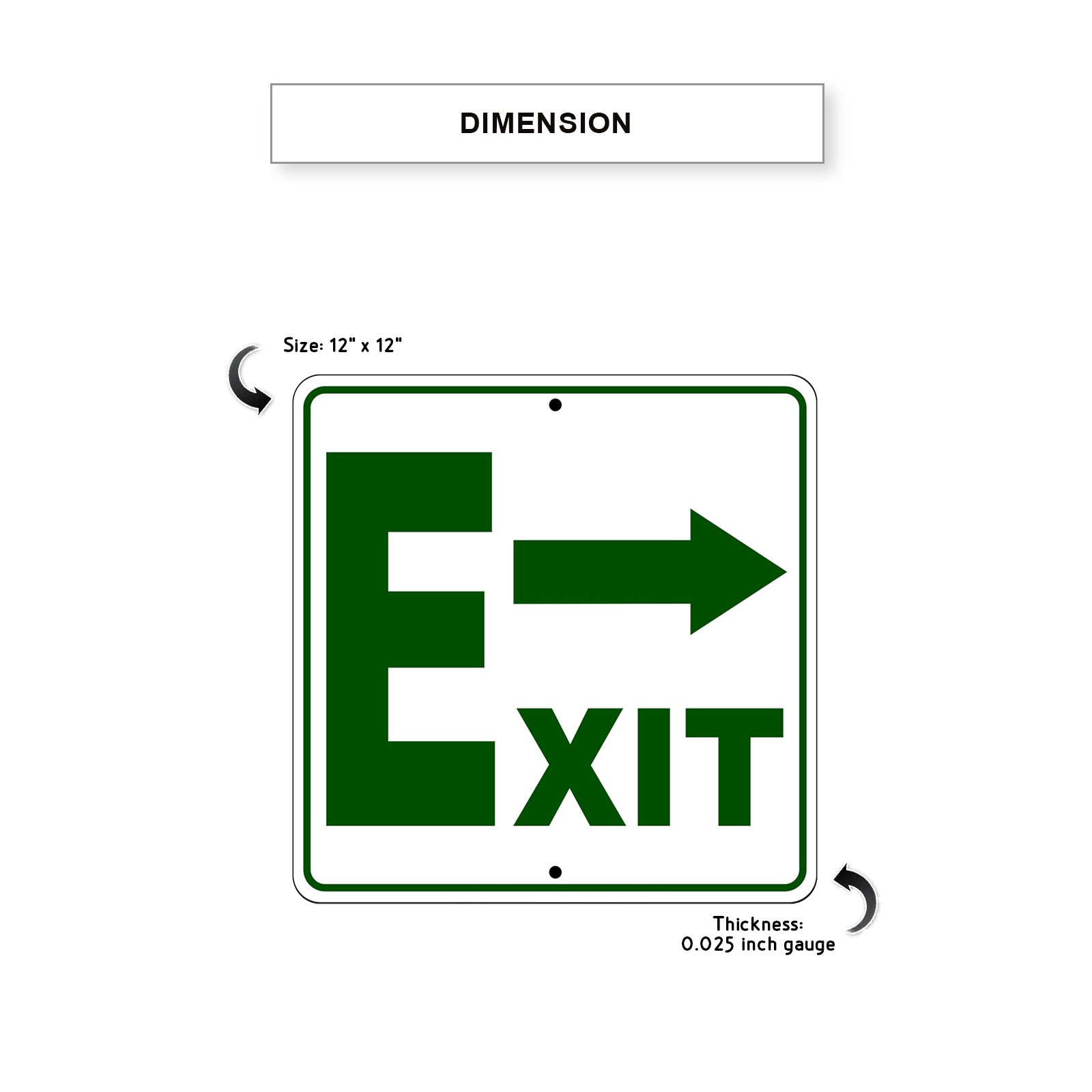 Exit Right Side Exit Directional Metal Sign Dimension