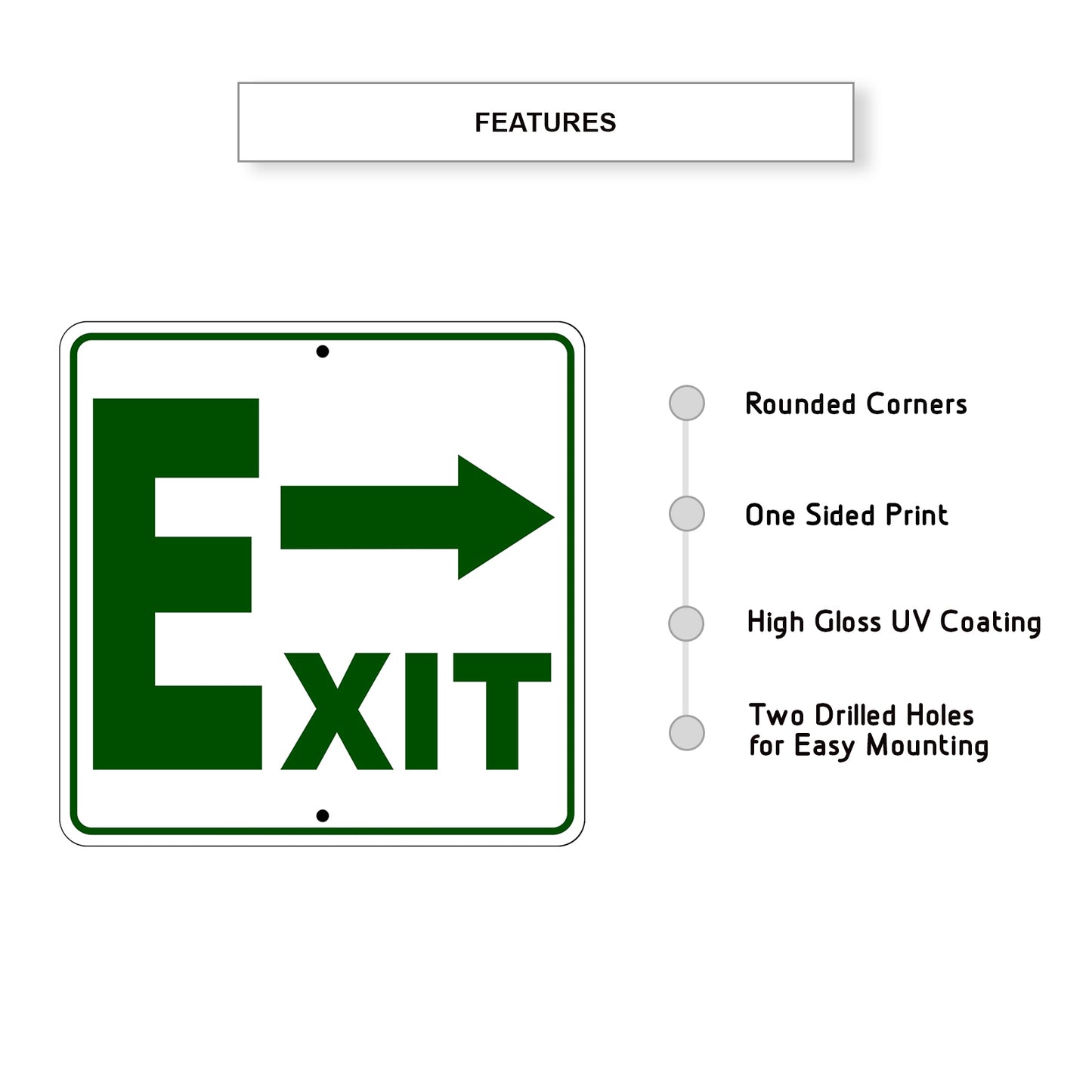 Exit Right Side Exit Directional Metal Sign Features