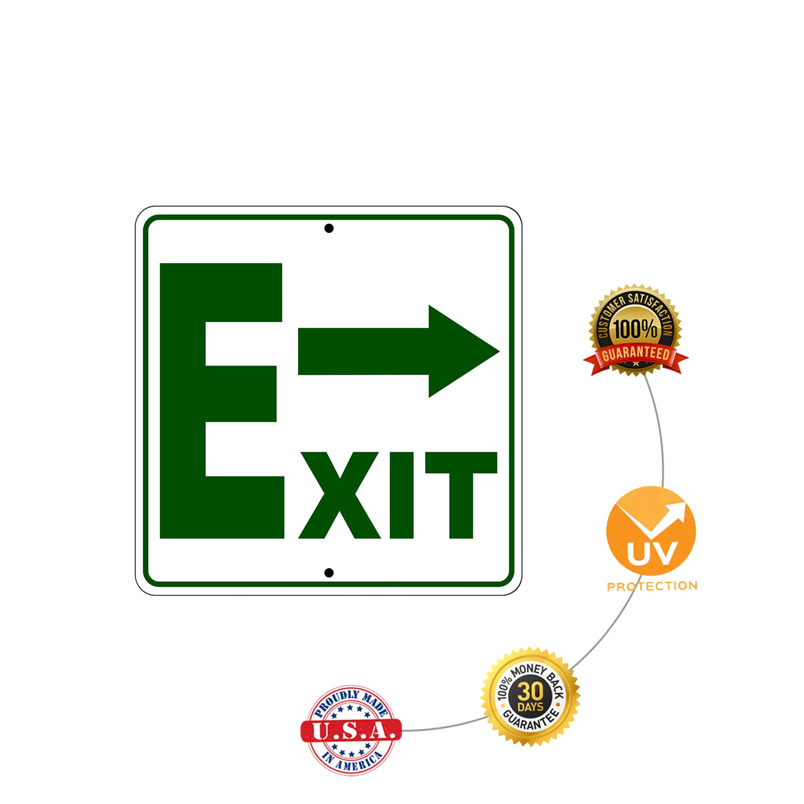 Exit Right Side Exit Directional Metal Sign Protection
