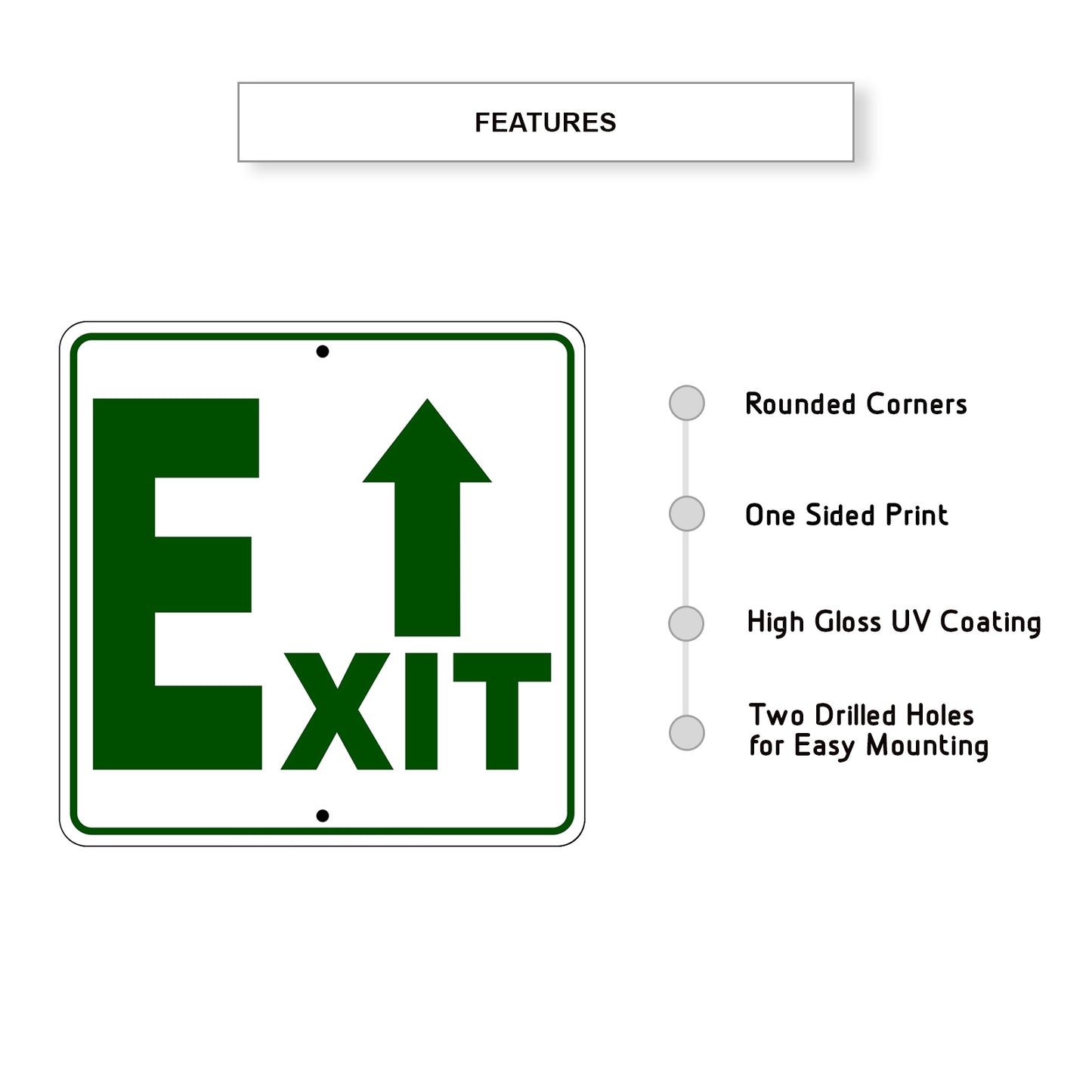 Exit Up Side Exit Directional Metal Sign Features