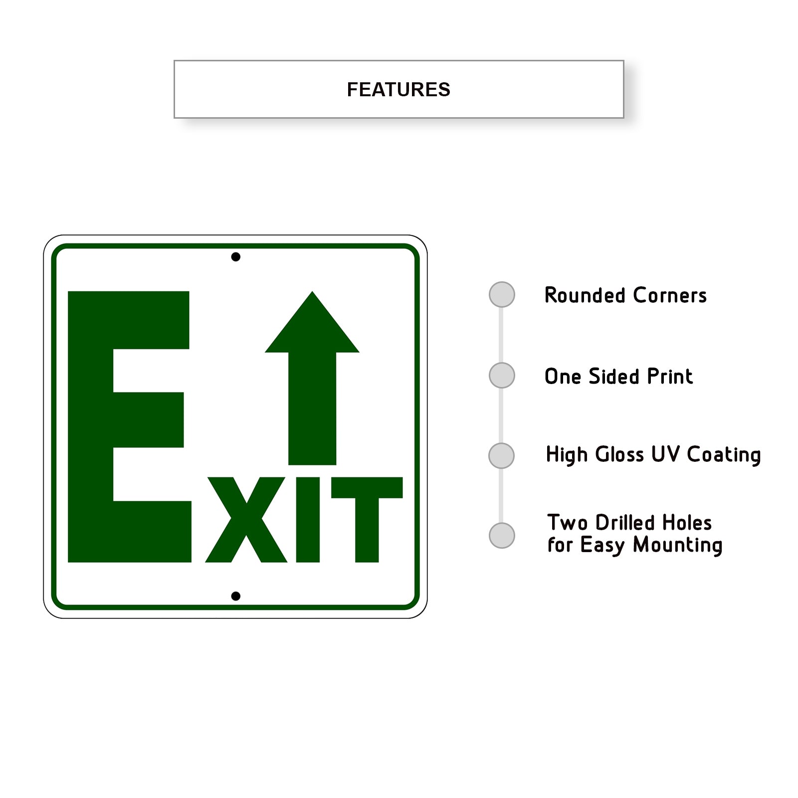 Exit Up Side Exit Directional Metal Sign Features