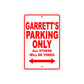 Garrett's Name Parking Only All Others Will Be Towed Metal Sign Plate