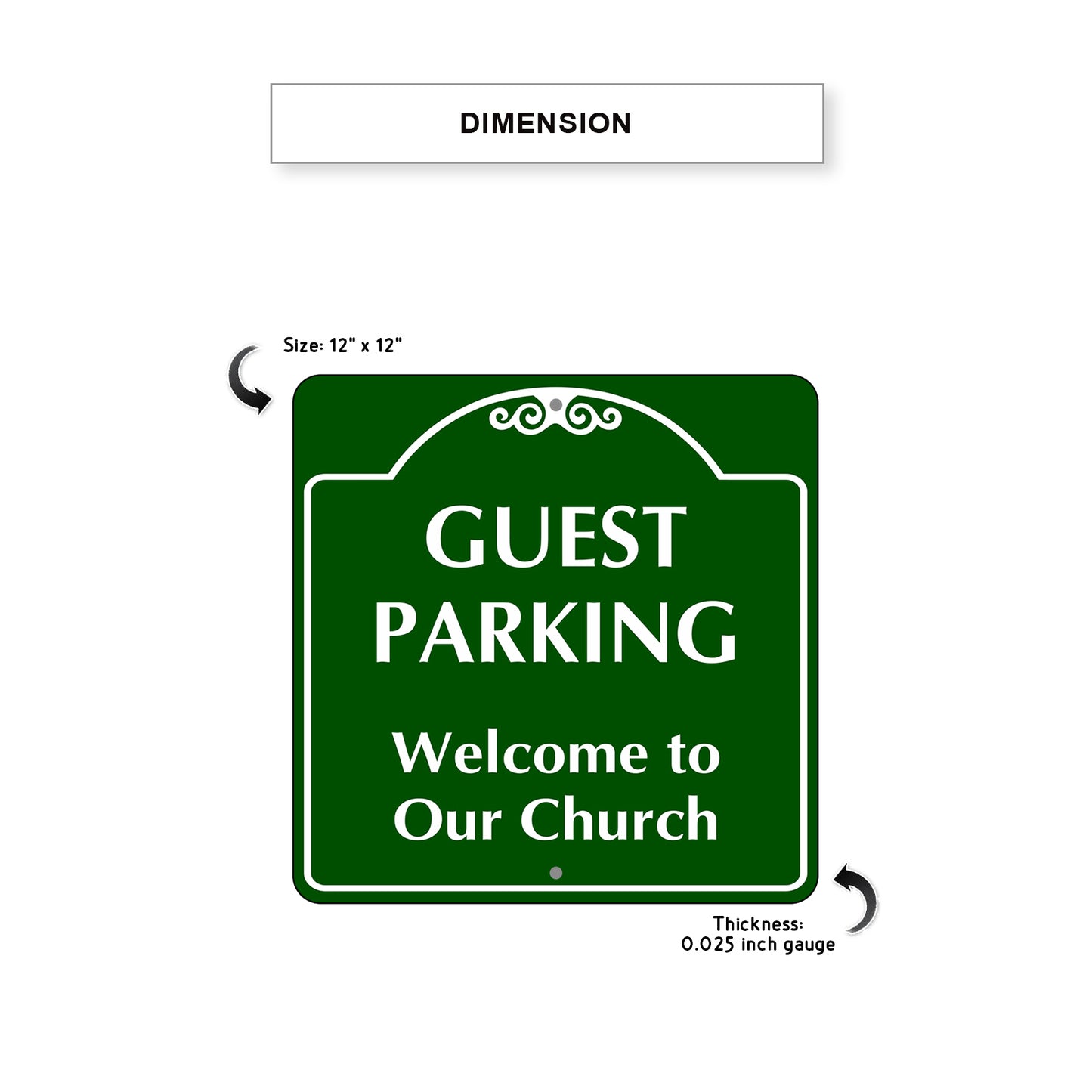Guest Parking Church Parking Square Aluminum Metal Sign Dimension