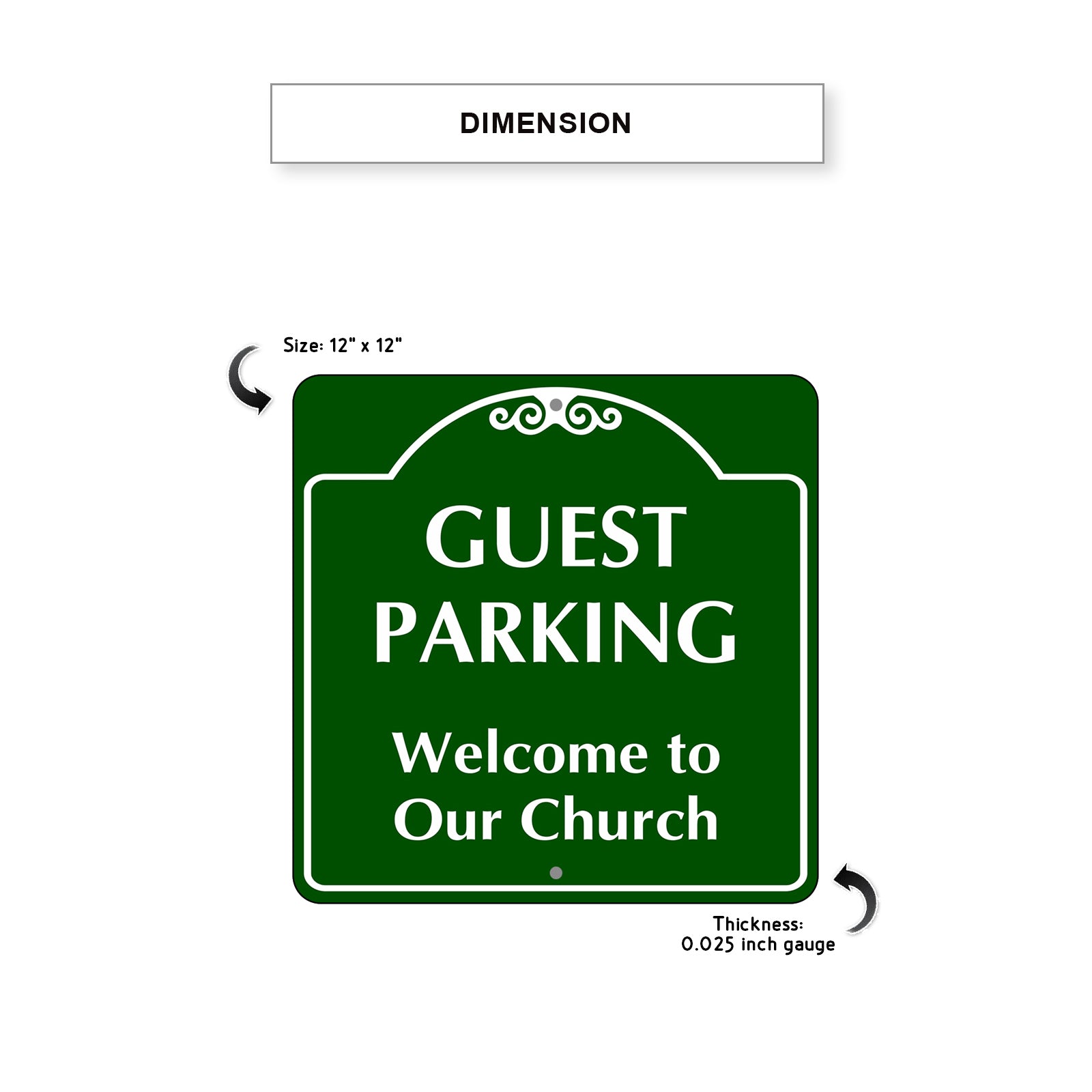 Guest Parking Church Parking Square Aluminum Metal Sign Dimension