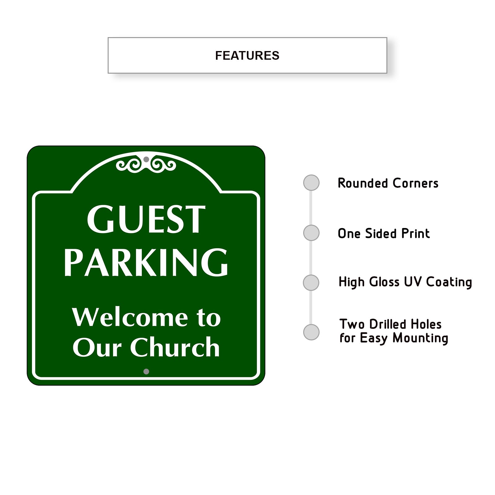 Guest Parking Church Parking Square Aluminum Metal Sign Features