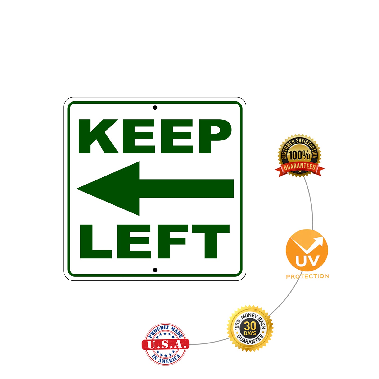 Keep Left Side Directional Metal Sign Protection