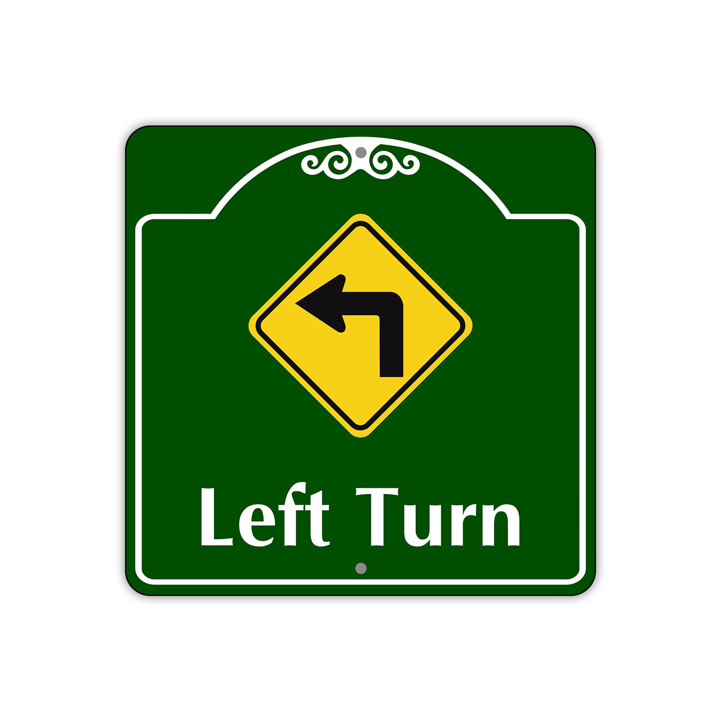 Left Turn Side Square Aluminum Sign