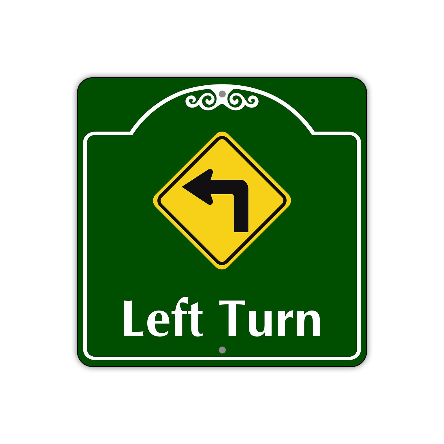 Left Turn Side Square Aluminum Sign