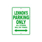 Lennon's Name Parking Only All Others Will Be Towed Metal Sign Plate
